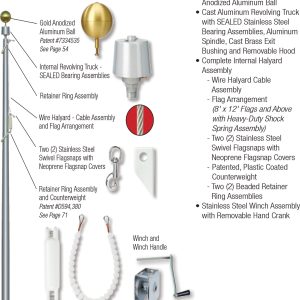Internal Cable Halyard | Vertical Wall Mount Flagpole